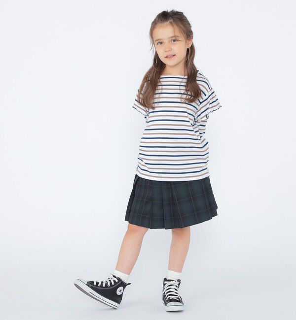SHIPS KIDS「SHIPS KIDS:100～130cm/ボーダー フリル ロングスリーブ Tシャツ」|Tシャツ・カットソー|