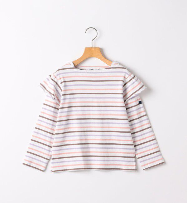SHIPS KIDS「SHIPS KIDS:100～130cm/ボーダー フリル ロングスリーブ Tシャツ」|Tシャツ・カットソー|