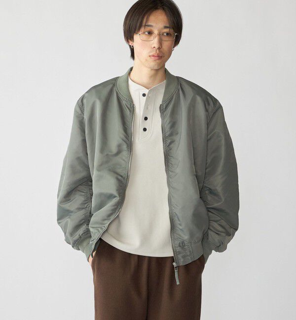 SHIPS「City Ambient Products: MA-1」|ブルゾン・スタジャン|ライトオリーブ