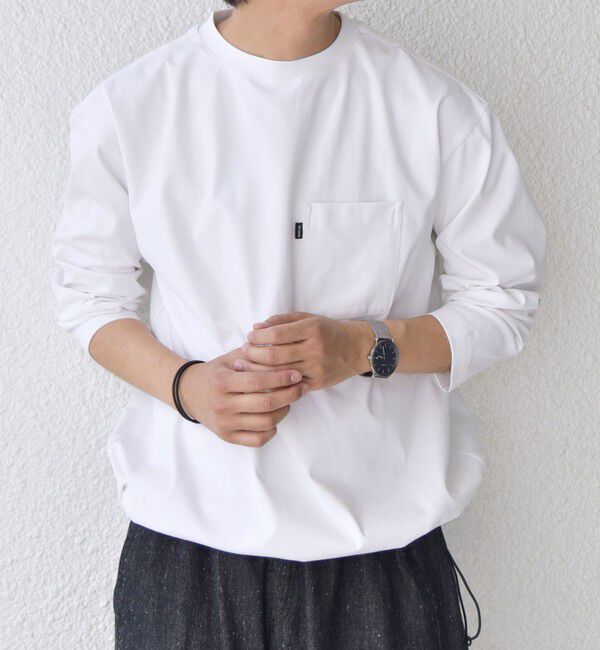 SHIPS any「SHIPS any: SORONA(R) ストレッチ ジャージー スピンドル ポケット Tシャツ (ロンT)◆」|Tシャツ・カットソー|ホワイト