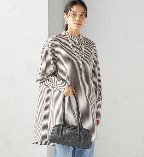 SHIPS for women「〈手洗い可能〉ストライプ バックタック チュニック シャツ」|チュニック|