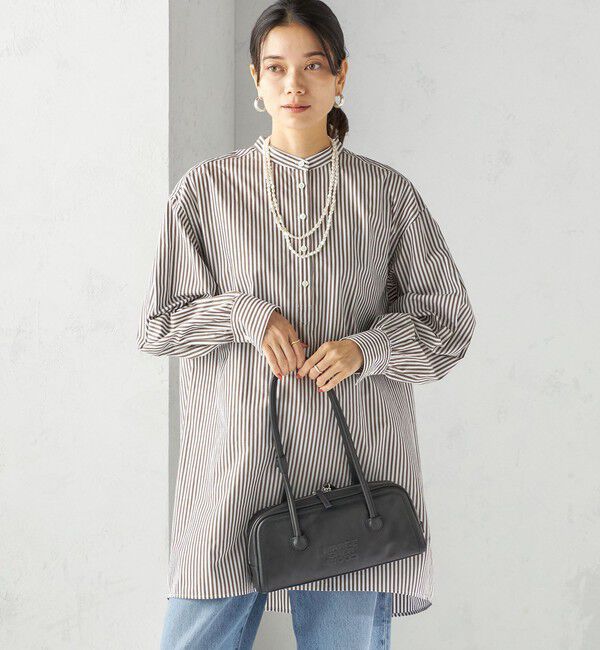 SHIPS for women「〈手洗い可能〉ストライプ バックタック チュニック シャツ」|チュニック|