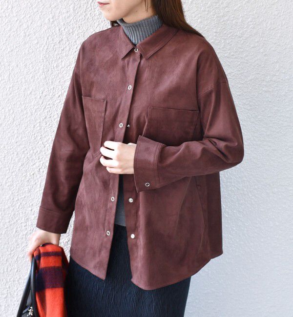 SHIPS Colors 「SHIPS Colors:フェイクスエード（ポリエステル）シャツ◇」|シャツ・ブラウス|ブラウン