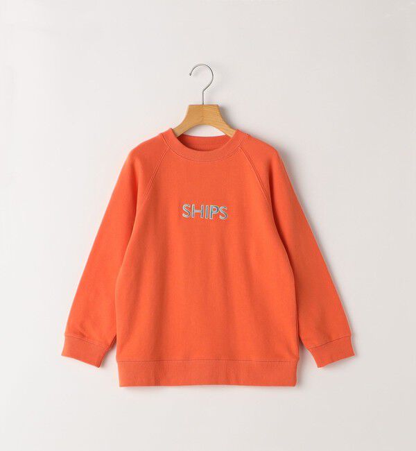 SHIPS KIDS「SHIPS KIDS:80～90cm / 刺繍 ロゴ ラグラン スウェット」|スウェット・ジャージ|オレンジ