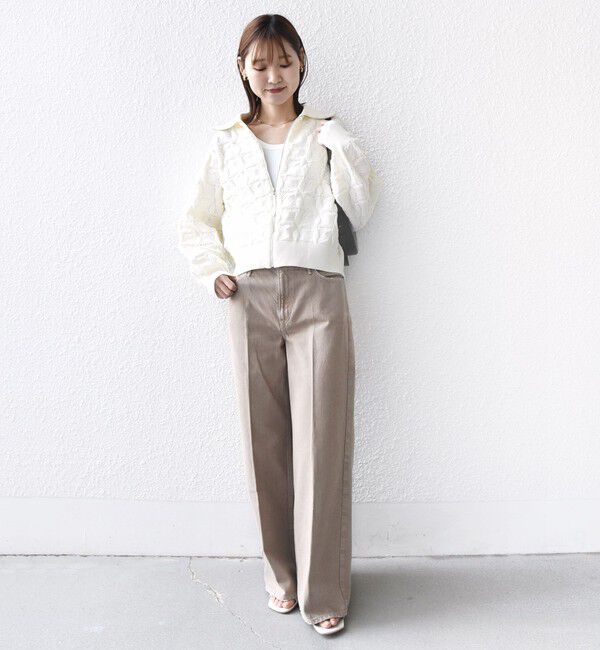 SHIPS for women「《予約》【WEB限定】〈手洗い可能〉フラワー ジャカード ジップ カーディガン」|カーディガン|