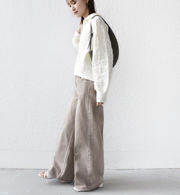 SHIPS for women「《予約》【WEB限定】〈手洗い可能〉フラワー ジャカード ジップ カーディガン」|カーディガン|