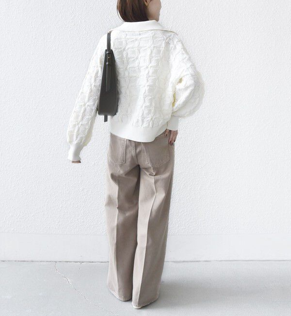 SHIPS for women「《予約》【WEB限定】〈手洗い可能〉フラワー ジャカード ジップ カーディガン」|カーディガン|