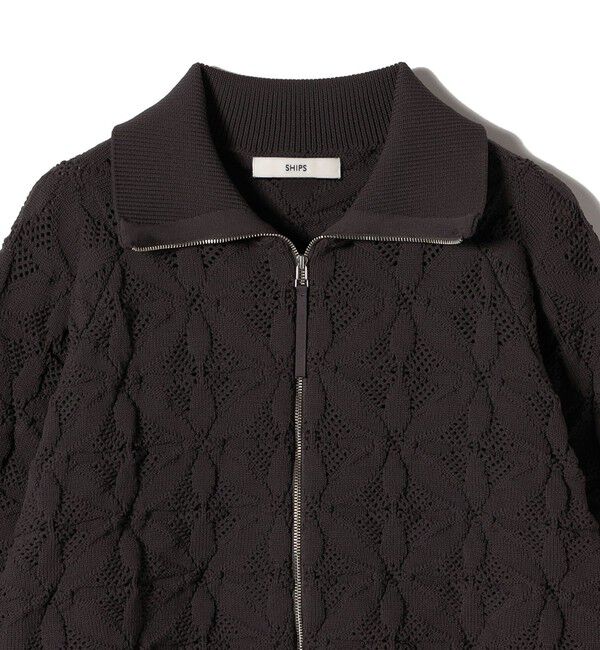 SHIPS for women「《予約》【WEB限定】〈手洗い可能〉フラワー ジャカード ジップ カーディガン」|カーディガン|