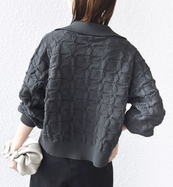 SHIPS for women「《予約》【WEB限定】〈手洗い可能〉フラワー ジャカード ジップ カーディガン」|カーディガン|