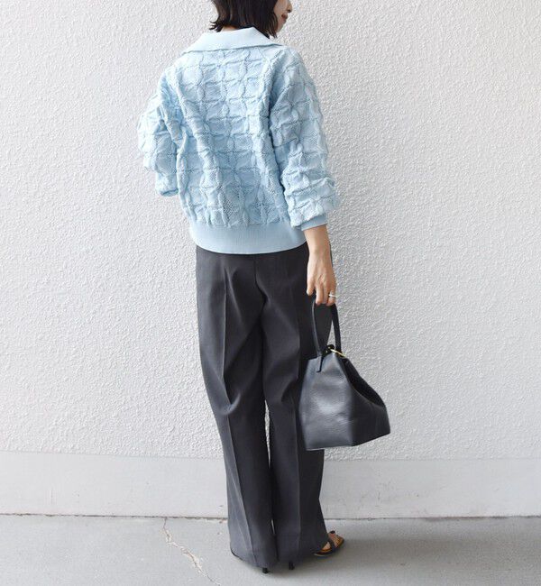 SHIPS for women「《予約》【WEB限定】〈手洗い可能〉フラワー ジャカード ジップ カーディガン」|カーディガン|