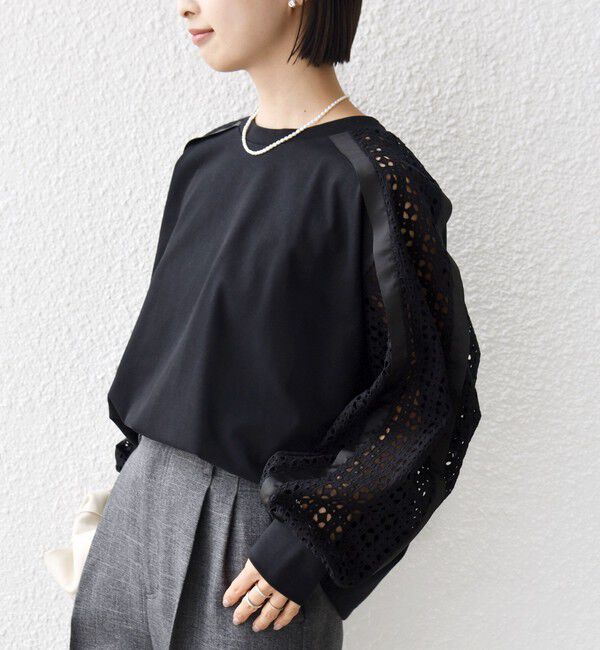 SHIPS for women「《予約》【WEB限定】〈手洗い可能〉レース コンビ カットソー」|Tシャツ・カットソー|