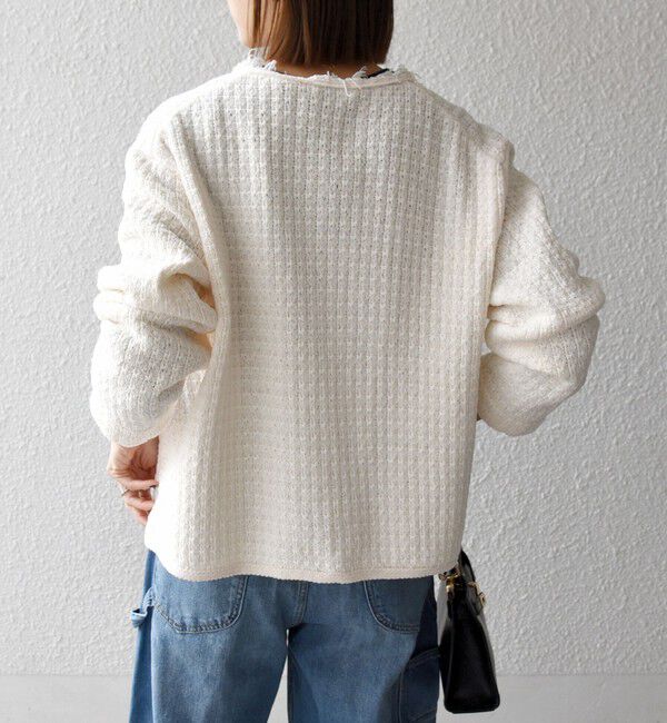 SHIPS any「《予約》SHIPS any:〈手洗い可能〉フリンジ Vネック カーディガン ジャケット」|カーディガン|