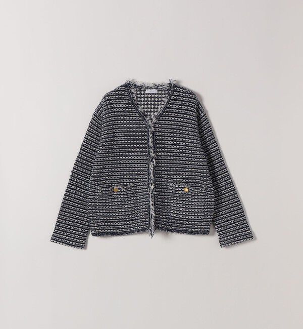 SHIPS any「《予約》SHIPS any:〈手洗い可能〉フリンジ Vネック カーディガン ジャケット」|カーディガン|