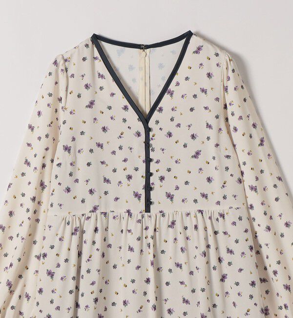 SHIPS any「《予約》SHIPS any:〈洗濯機可能〉フラワー プリント ウエストギャザー Vネック ワンピース」|ワンピース|