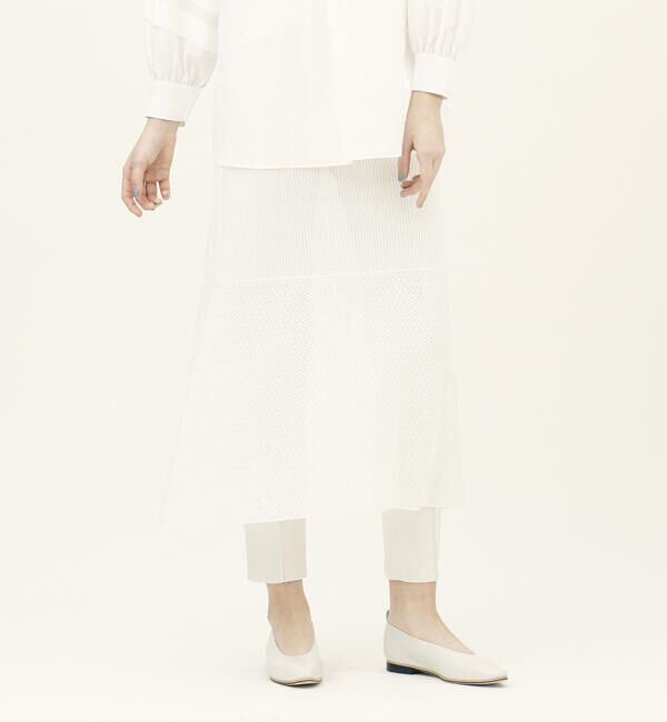 Ballsey「ペーパーレース マーメイドロングスカート」|フレア|11 ホワイト