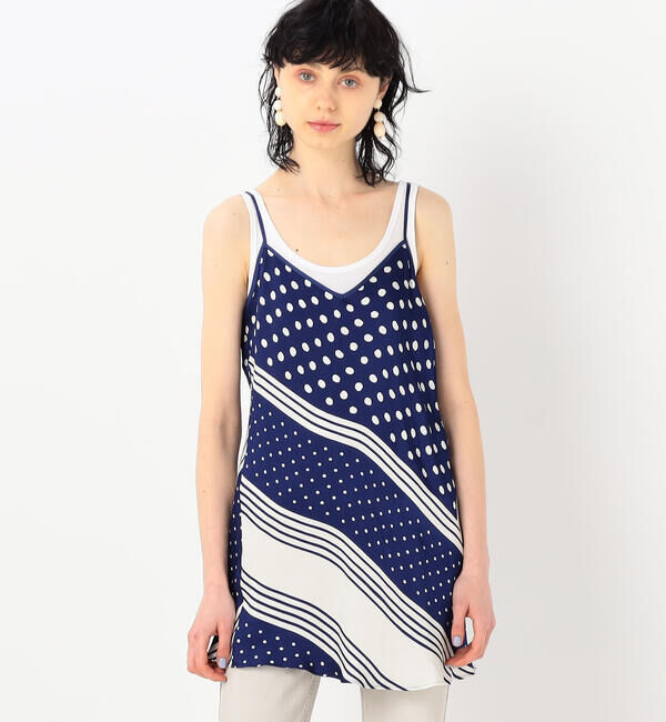 SOULEIADO「サッカープリント キャミソールチュニックブラウス」|シャツ・ブラウス|68 ネイビー系