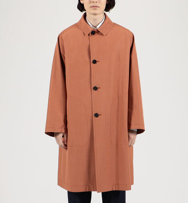 TOMORROWLAND MENS「シルクコットンボンディング ハウンドトゥース ステンカラーコート」|ステンカラーコート|