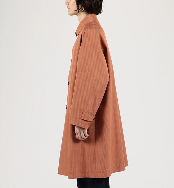 TOMORROWLAND MENS「シルクコットンボンディング ハウンドトゥース ステンカラーコート」|ステンカラーコート|