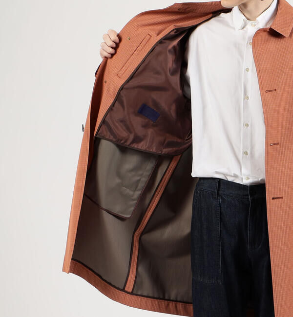 TOMORROWLAND MENS「シルクコットンボンディング ハウンドトゥース ステンカラーコート」|ステンカラーコート|