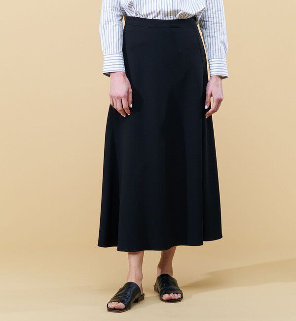 DES PRES「ライトダブルクロス フレアロングスカート」|フレア|