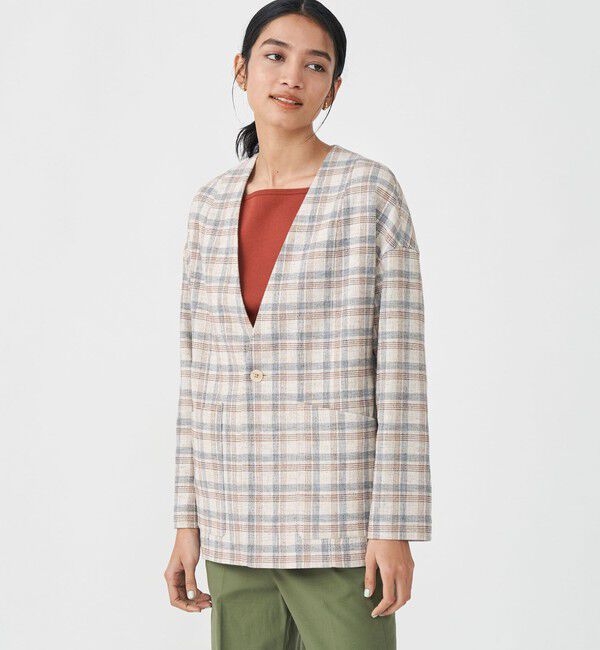 MACPHEE「ツイードチェック ノーカラージャケット」|ノーカラージャケット|