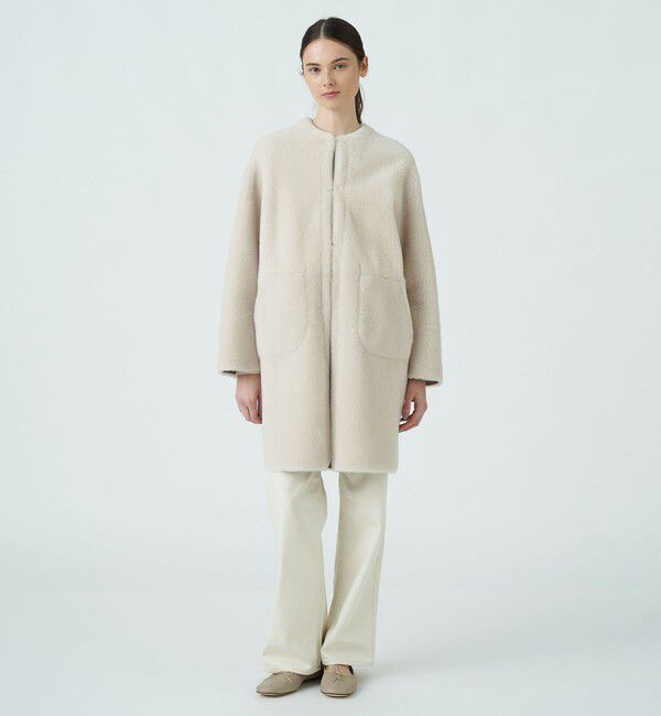 TOMORROWLAND collection「メリノムートン ノーカラーコート」|ノーカラーコート|