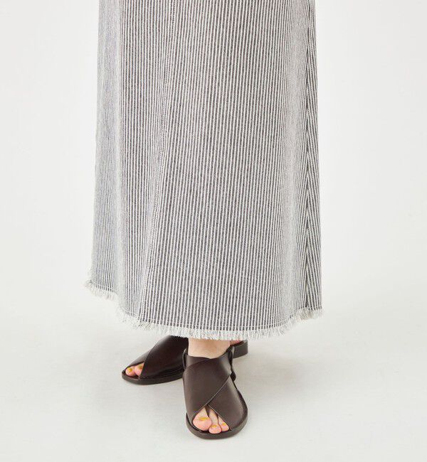 MACPHEE「ヒッコリーストライプデニム セミフレアマキシスカート」|フレア|