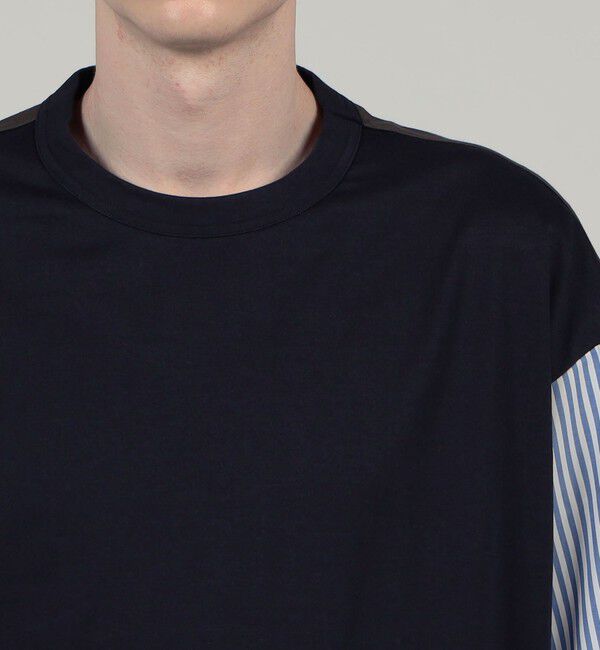 TOMORROWLAND MENS「コットン天竺 シャツコンビショートスリーブクルーネックプルオーバー」|Tシャツ・カットソー|