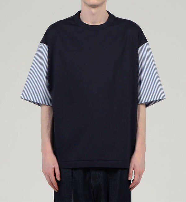 TOMORROWLAND MENS「コットン天竺 シャツコンビショートスリーブクルーネックプルオーバー」|Tシャツ・カットソー|