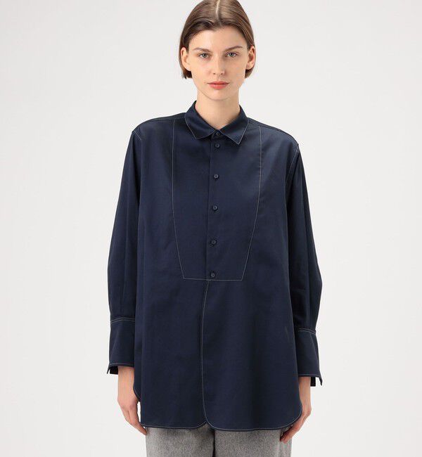 MACPHEE「コットンサティーン チュニックシャツ」|シャツ・ブラウス|