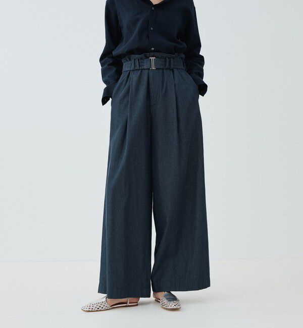 GALERIE VIE「デニムダンガリー ギャザーワイドパンツ」|デニム|