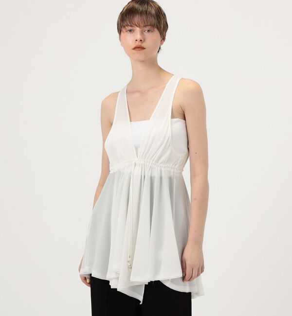 DES PRES「シルクジョーゼット ペプラムノースリーブブラウス」|シャツ・ブラウス|