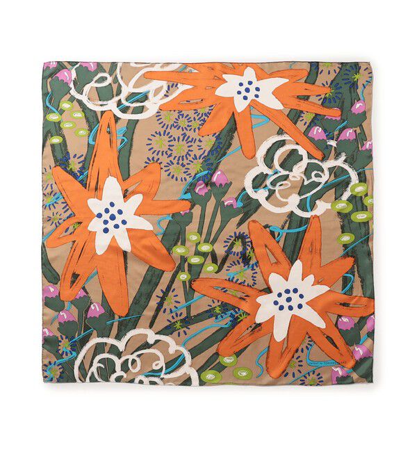 TOMORROWLAND GOODS「【別注】manipuri  FLOWER スカーフ」|バンダナ・スカーフ|44 ベージュ系