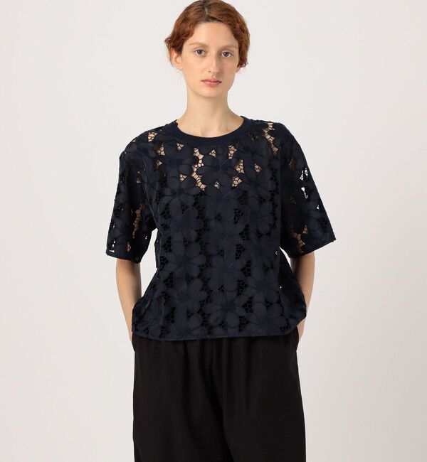 TOMORROWLAND GOODS「BAUM UND PFERDGARTEN　レースクルーネックシャツ」|シャツ・ブラウス|