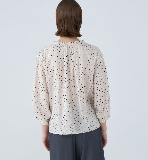 Ballsey「ドットプリント フリルネックブラウス」|シャツ・ブラウス|