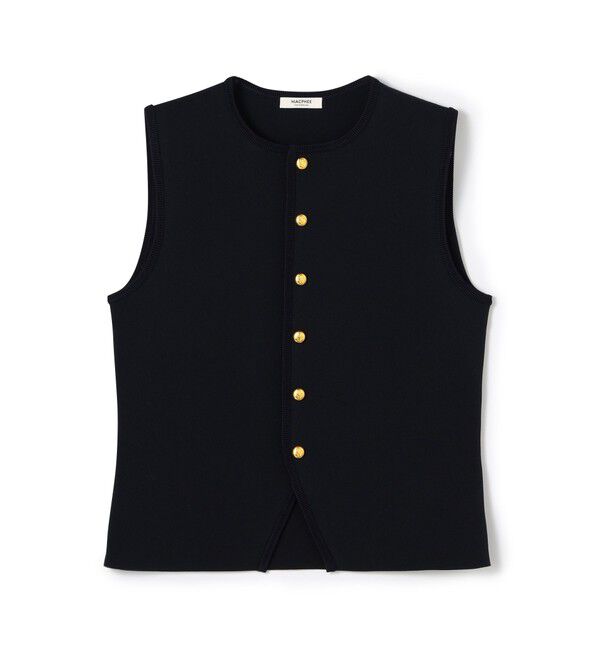 MACPHEE「ミラノリブ クルーネックベスト」|ベスト・ジレ|69 ネイビー