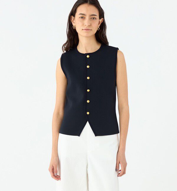 MACPHEE「ミラノリブ クルーネックベスト」|ベスト・ジレ|