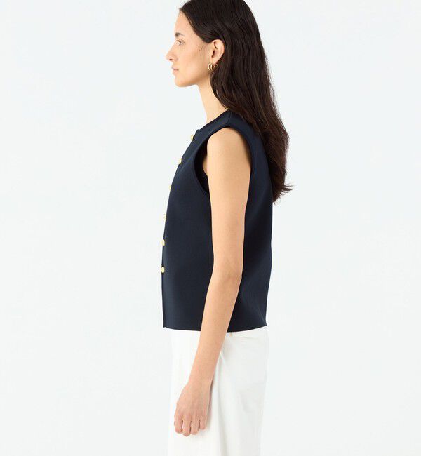 MACPHEE「ミラノリブ クルーネックベスト」|ベスト・ジレ|