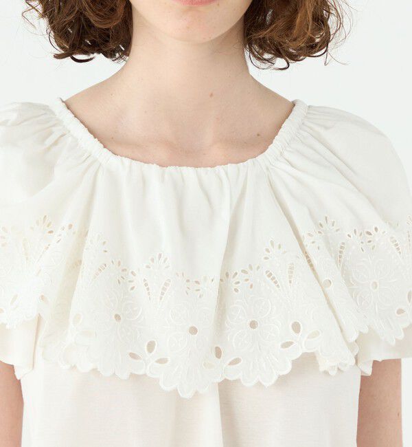 Ballsey「レースコンビ ラッフルフレアブラウス」|シャツ・ブラウス|