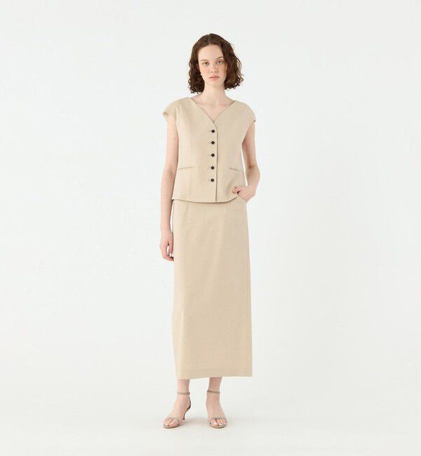 Ballsey「トリアセテートリネンストレッチ タイトロングスカート」|タイト|