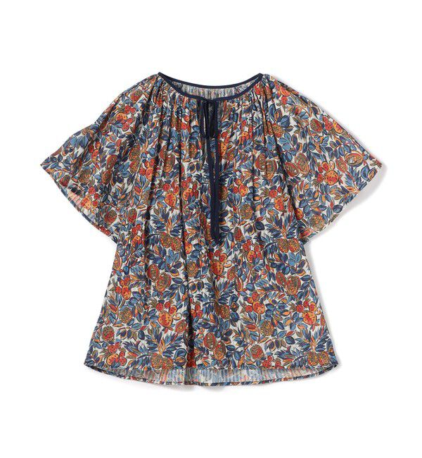 SOULEIADO「ポリエステルプリント ギャザーフレアブラウス」|シャツ・ブラウス|34 ピンク系