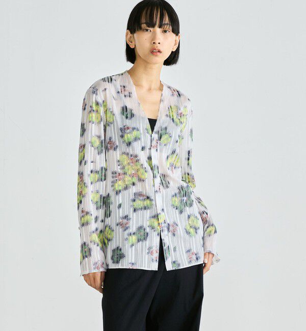 Edition「フラワープリント Vネックシャツ」|シャツ・ブラウス|