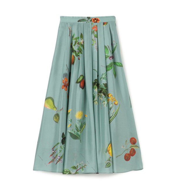 CABaN「シルク Green Showerプリント フレアスカート」|スカート|62 ライトブルー系