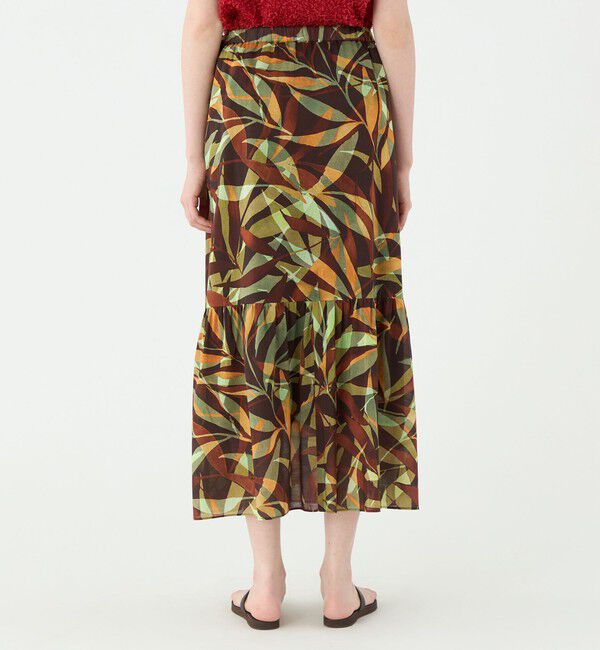 Ballsey「スタックリーフプリント ロングギャザースカート」|フレア|