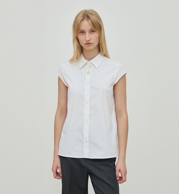 DES PRES「コットンストレッチポプリン キャップスリーブシャツ」|シャツ・ブラウス|