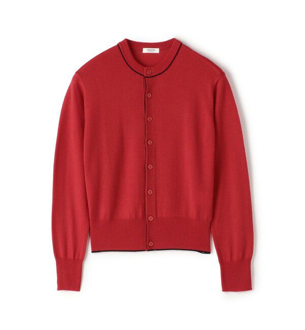 MACPHEE「プレーンウール クルーネックカーディガン」|カーディガン|36 レッド系