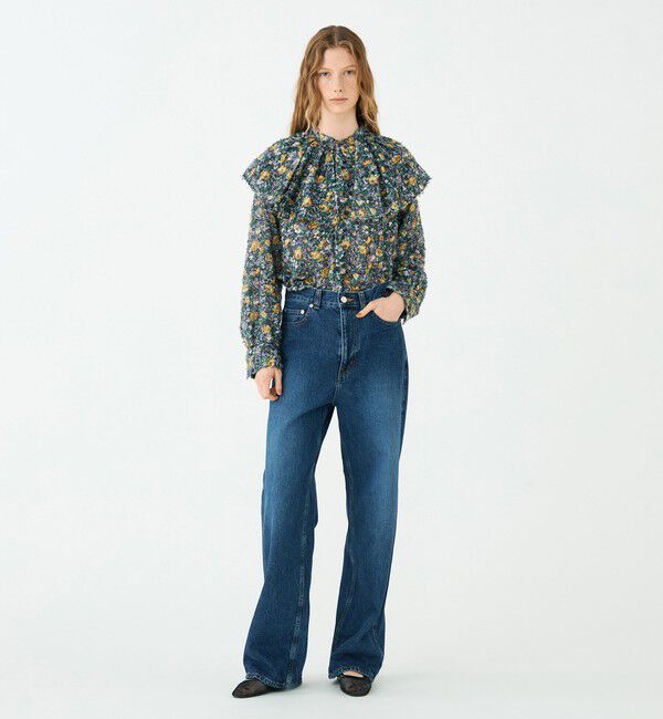 SOULEIADO「ラメカットジャカード ワイドカラーブラウス」|シャツ・ブラウス|