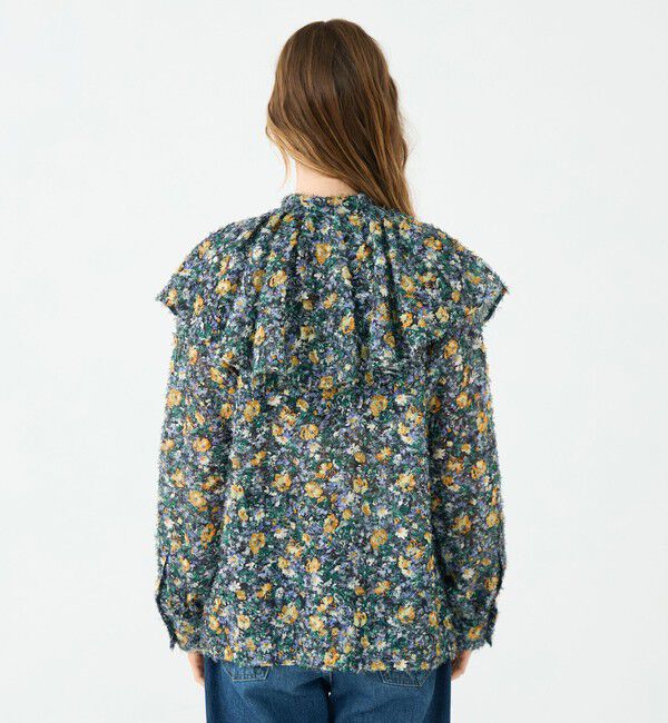 SOULEIADO「ラメカットジャカード ワイドカラーブラウス」|シャツ・ブラウス|