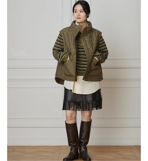 IENA LA BOUCLE「IENA LA BOUCLE レザーフリンジミニスカート」|スカート|