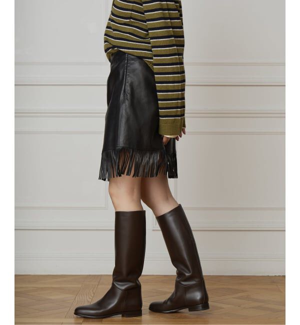 IENA LA BOUCLE「IENA LA BOUCLE レザーフリンジミニスカート」|スカート|